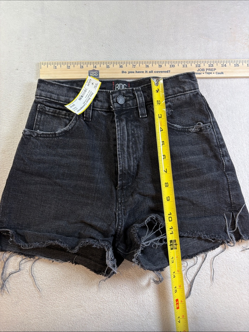 BDG Black High-Rise Frayed Hem Denim Shorts